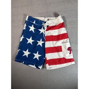MLB Genuine Merchandise Philadelphia Phillies American‎ Flag Swim Trunks Size L